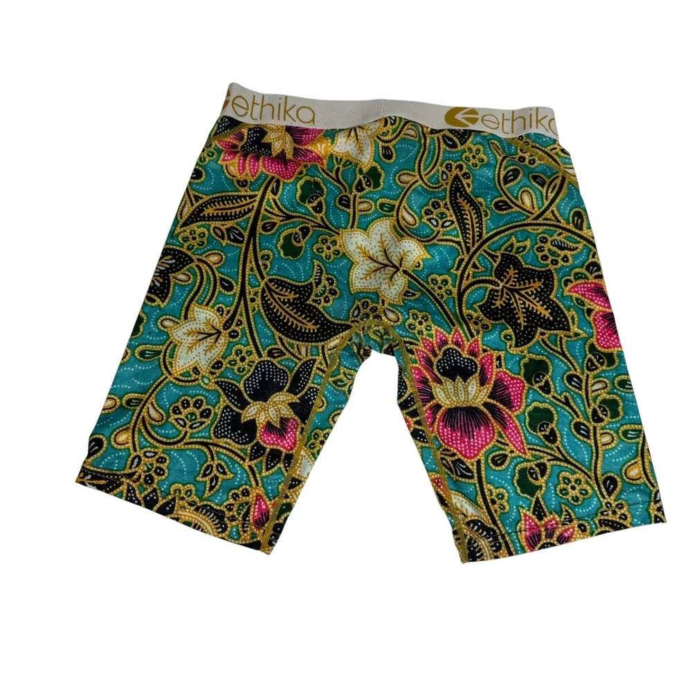 Ethika The Staple Mens Boxer Briefs Teal Gold Floral Batik Print Size S 2873